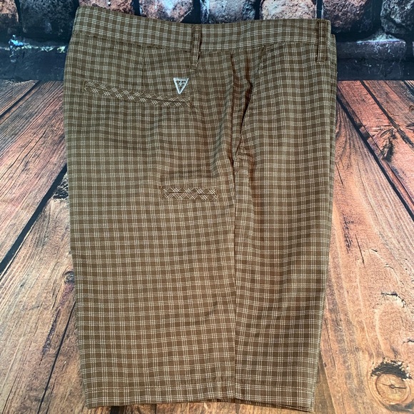 Vurt Other - Vurt Brown Plaid Flat Front Utility Shorts Sz 34